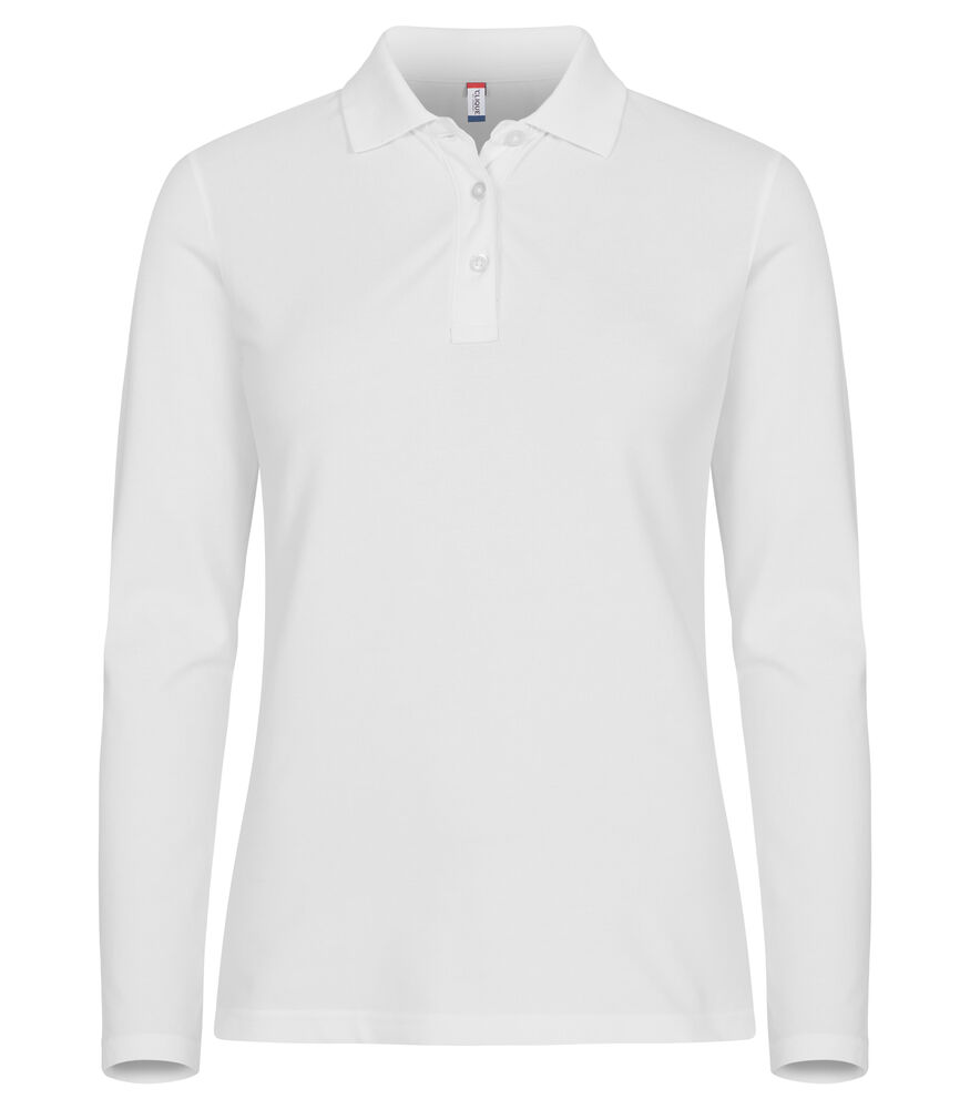 Stretch Premium Polo Women L/S – Wit