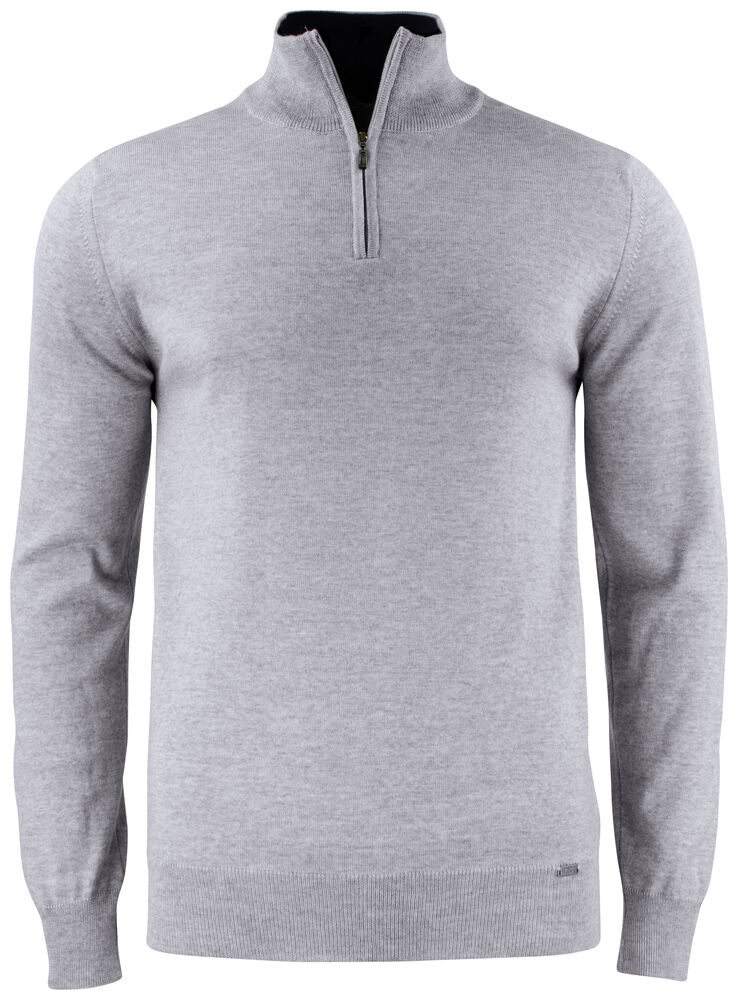 Everett Halfzip Sweater heren – Grijsmelange