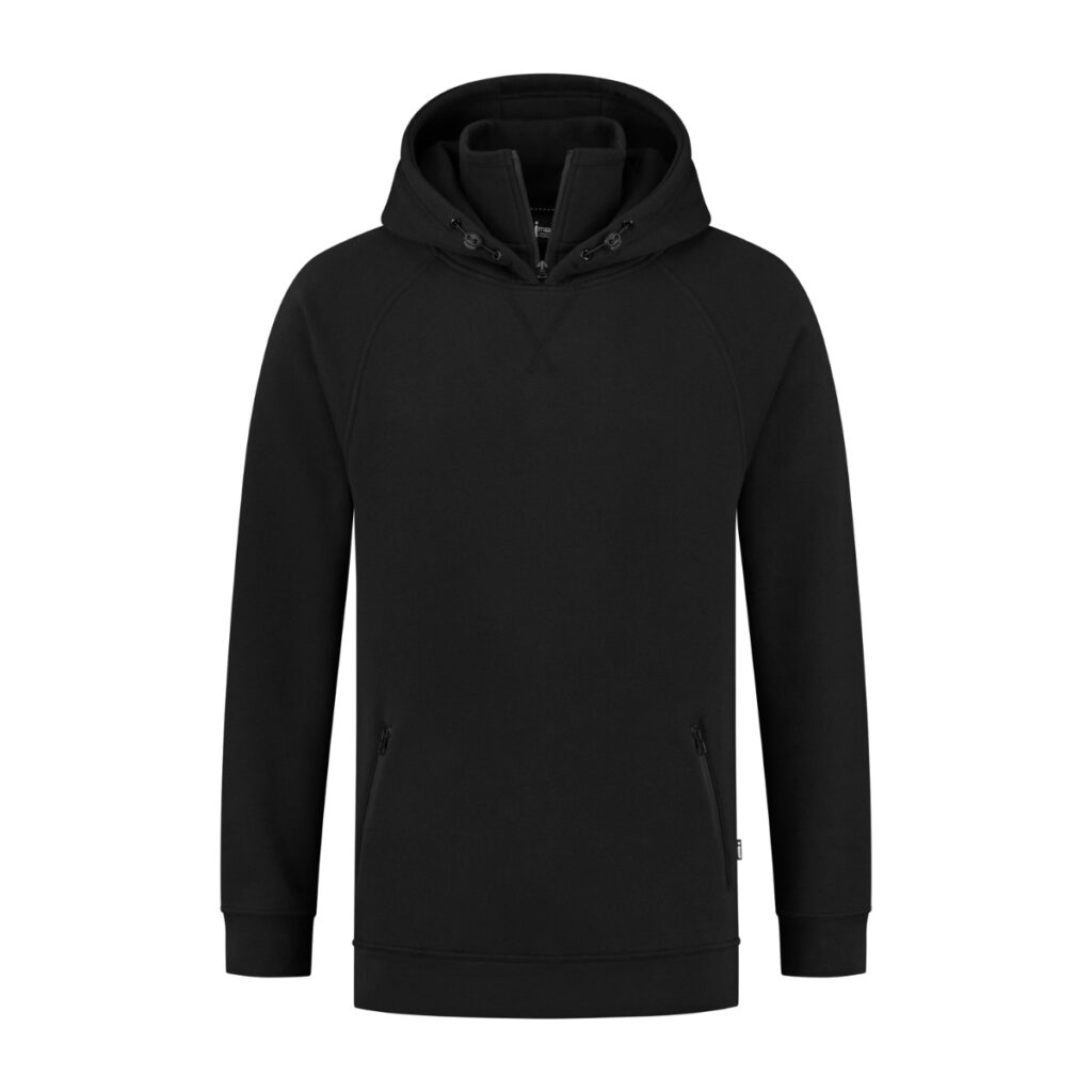 Sherman Raglan Hoodie met ritskraag – Zwart